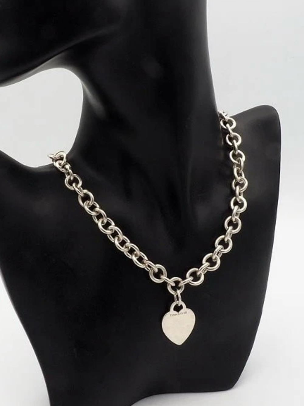 Tiffany & Co. Silver Heart Padlock Link Necklace 925 heart tag